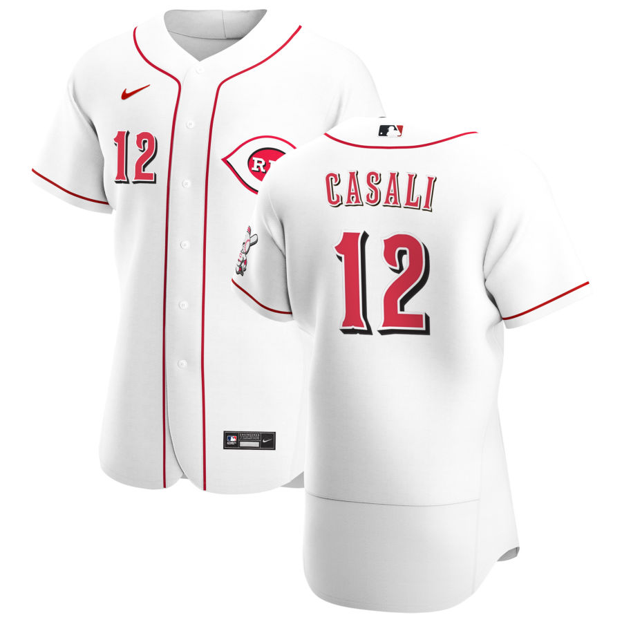 Cincinnati Reds #12 Curt Casali Men Nike White Home 2020 Authentic Player MLB Jersey->cincinnati reds->MLB Jersey